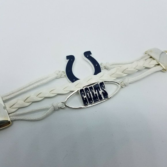 NFL Indianapolis Colts White and Blue Tri Braid Bracelet team spirit football - Picture 2 of 8